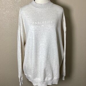 Fabletics‎ Fleece Crewneck Sweatshirt Oversized Small Oatmeal Heather Excellent